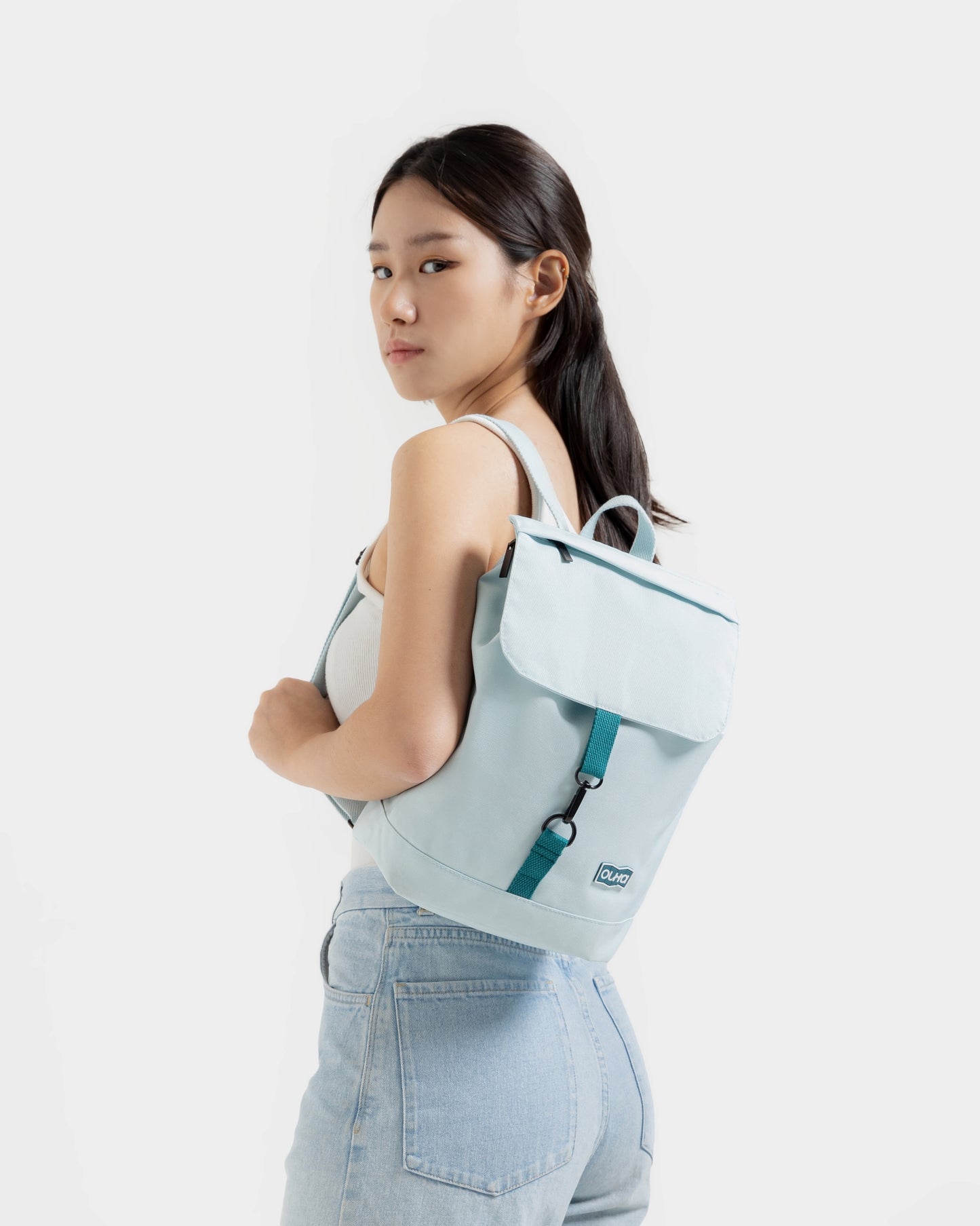 Baby blue, green backpack (Baby)