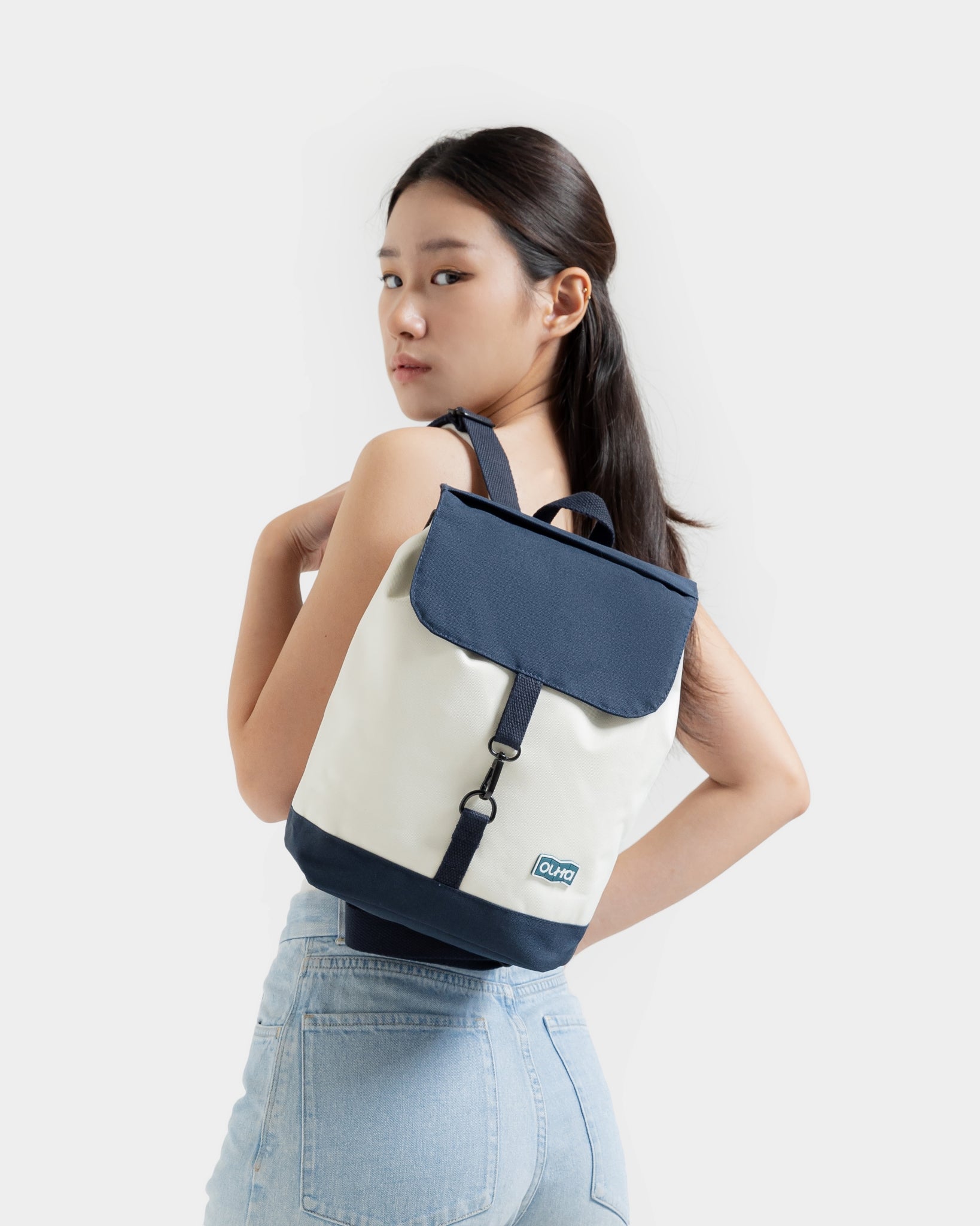 Navy blue and beige backpack (Nautical)